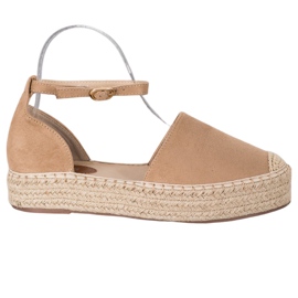 SHELOVET Espadrilles med spænde brun