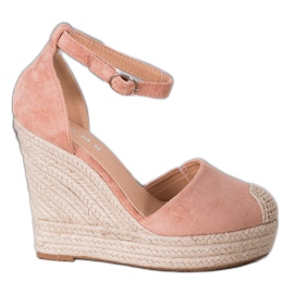 SHELOVET Stilfuld Espadrilles On Wedge lyserød