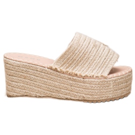 SHELOVET Flettede kiletøfler Ll909be beige
