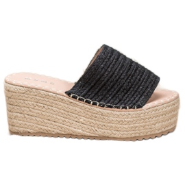 SHELOVET Flettede kile sandaler sort