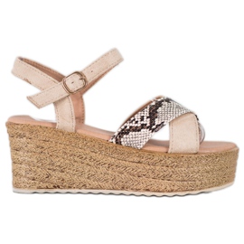 SHELOVET Kile sandaler slangeprint beige