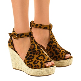 Leopard kile sandaler espadrilles 108-11 flerfarvet