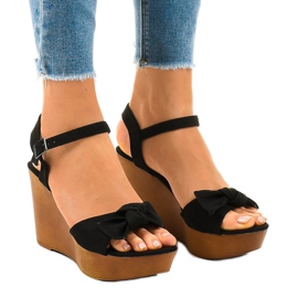 Sort sandal wedge sandaler HY8542