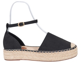 SHELOVET Espadrilles med spænde sort