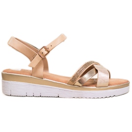 Small Swan Komfortable sandaler med cubic zirconia gylden