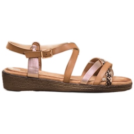 Small Swan Stilfulde brune sandaler gylden