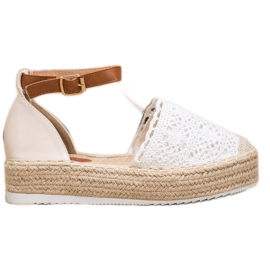 SHELOVET Moderigtigt Espadrilles med blonder hvid