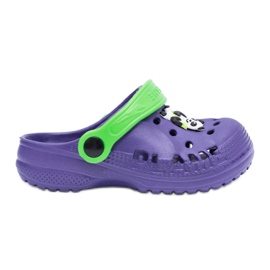 Flameshoes Børns Lilla Kroks Hjemmetøfler med Panda violet grøn