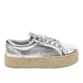Sølv snøret espadriller 6220 grå