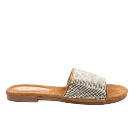 Brune hjemmesko med cubic zirconias 839-761 sølv