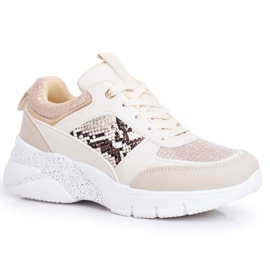 Sportssko til kvinder Beige Glitter Lissabon