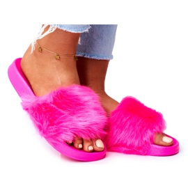 Kvinders hjemmesko med pels Neon Fuchsia pels lyserød