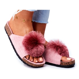 MSMG Kvinders hjemmesko med Pompom Pink Galaxo lyserød