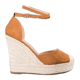 SHELOVET Høj Espadrilles På Kilen brun