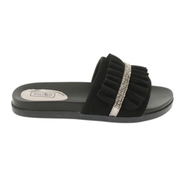Filippo Sort flip flops med dikkedarer og zirkoner