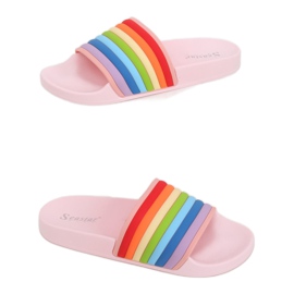 Lyserøde regnbue tøfler T325P Pink flerfarvet