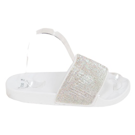 SHELOVET Komfortable hjemmesko med cubic zirconia hvid