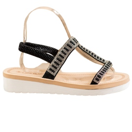SHELOVET Slip-on sandaler med perler sort