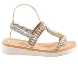 SHELOVET Slip-on sandaler med perler grå
