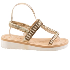 SHELOVET Slip-on sandaler med perler gul