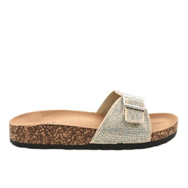L-1032 beige tøfler med korksål