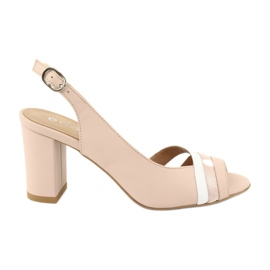 Edeo Kvinders lædersandaler med roser/beige/hvid 3505