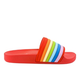 Røde flip-flops med en regnbue 2456-3 flerfarvet
