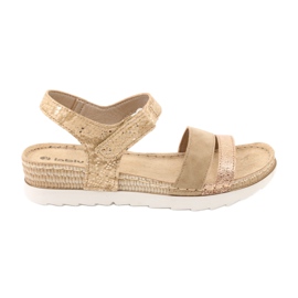 Sandaler med læderindsats Inblu Platino OF019 beige gylden