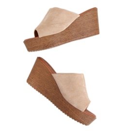 Beige tøfler 10-236 Beige kilehæl