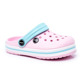 Hjemmesko til en dreng, piger, børns skumrosa crocs blå lyserød