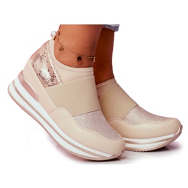 Kvinders Sport Slip On Wedge Sko Beige Cold Play