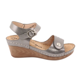 Evento Metallic Women's Sandals on Wedge 9SD98-0980 Gray grå