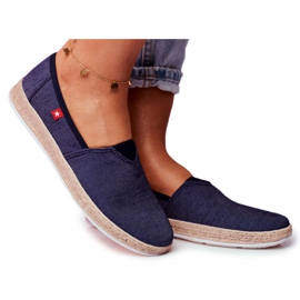 Dame Espadrilles Big Star Slip-on Navy Blue FF276024 marine blå