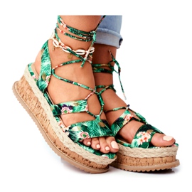FB2 Kvinders sandaler på korkplatformen Tied Green My Way flerfarvet grøn