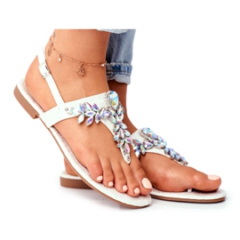 Kvinders sandaler Elegante flip-flops sølvkrystaller under kontrol grå