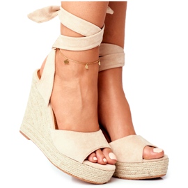 SEA Kvinders sandaler på kile bundet Beige Belleza