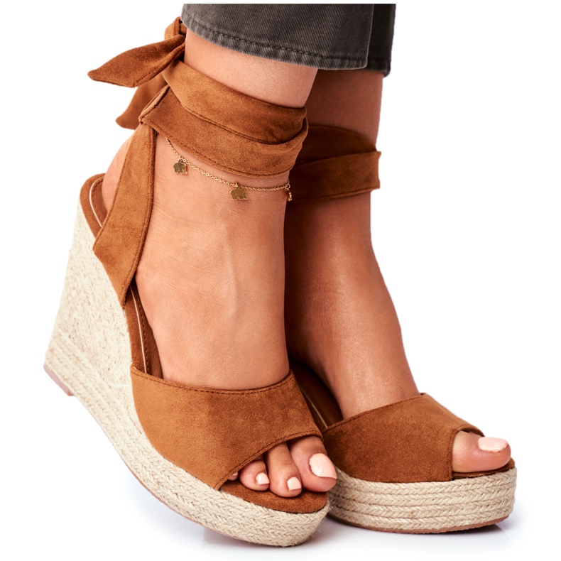 PS1 Kvinders sandaler på kile bundet kamel Belleza brun