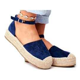 PS1 Kvinders Espadriller på den marineblå hørplatform Palermo marine blå