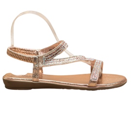 SHELOVET Gyldne sandaler med cubic zirconia gylden