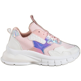 Mannika Moderigtige sneakers med mesh lyserød