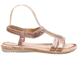 SHELOVET Elegante sandaler med dekorationer gul