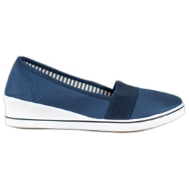 Renda Marineblå slipons på en kile marine blå