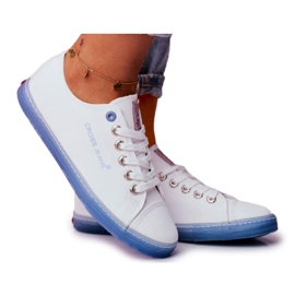 Dame Sneakers Cross Jeans Hvid Blå FF2R4077C