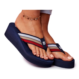 Kvinders hjemmesko Flip-flops Big Star on a wed Navy Blue FF274A301 marine blå