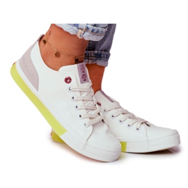 Dame Sneakers Cross Jeans Hvid Gul FF2R4042C