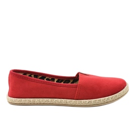Røde slip-espadriller med leopardprint TL128-3
