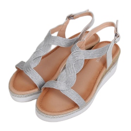 Sølvkile sandaler L6629 Sølv grå