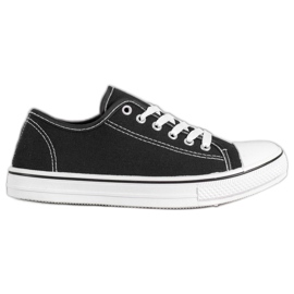 SHELOVET Klassiske bundne sneakers sort