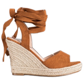 Yes Mile Bindede kile sandaler brun
