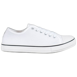 SHELOVET Klassiske bundne sneakers hvid